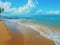 Tranquil beach scene with golden sands and azure sea. Serene beauty of nature