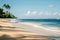 Tranquil beach scene with golden sands and azure sea. Serene beauty of nature