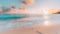 Tranquil beach sunset waves, vibrant sky, and natural island panorama scenic beauty