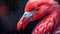 Tranquil Beauty: Realistic Animal Portrait of a Pink Flamingo on Blue Surface