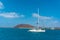 Tranquil blue waters of Lobos Island, off the north coast of Fuerteventura, Canary Islands, Spain