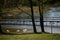 A tranquil bridge over a beautiful clean lake. Spring season.