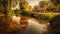 Tranquil canal reflects old architecture in rustic non urban scene generated by AI