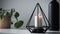 Tranquil candlelight illuminates modern home interior with nature inspired decor generated by AI