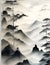 Tranquil Chinese Ink Painting of Mountains and Pine Forest
