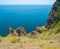 Tranquil coastal landscape on Karadag volcanic mountain range