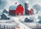 Tranquil Country Snowfall Scene Red Barn Farming Landscape Winter Canada AI Generated