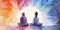 tranquil Couple Meditation background, exploring chakras, prana, the mind of God, and spirituality through a beautiful