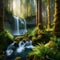 A Tranquil Dance of Water Creating a Picturesque Woodland Oasis. Generative ai for illustrations