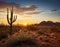 Tranquil desert landscape at sunset