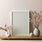 A tranquil Easter scene with a clean wooden frame and soft, muted pastel colors.