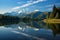 Tranquil European Lake: Serene Reflections of Snow-Capped Alps