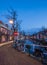 Tranquil evening by the canal in the city of Delft