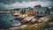 Tranquil fishing village on remote Norwegian coastline generated by AI