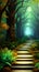 Tranquil Forest Pathway illustration Artificial Intelligence artwork generated