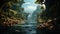 Tranquil forest pond reflects the beauty of nature mystery generated by AI