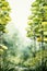 Tranquil Forest Stream: A Serene Illustration of Nature\\\'s Beauty