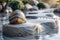 Tranquil garden, sand, balanced stone