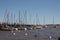 Tranquil image of Uruguay pier full of boats ready to navigate