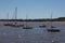 Tranquil image of Uruguay river full of boats ready to navigate