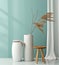 Tranquil Interior: Blank Canvas, Pastel Wall, and Modern Ceramic Decor. Generative ai