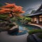 A tranquil Japanese garden, with a koi pond and bonsai trees, offering a peaceful retreat from the outside world1