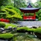 A tranquil Japanese garden with a pagoda and koi pond3, Generative AI