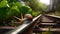 Tranquil Journey: Closeup of a Snail on a Rail