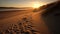 Tranquil journey walking on rippled sand dunes at sunset, Africa generated by AI