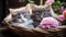 Tranquil Kittens in Whimsical Garden Setting