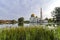 Tranquil lake surrounded As-Salam Mosque located in Selangor, Malaysia