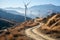 Tranquil landscape featuring wind turbines harnessing wind power for sustainable energy production.