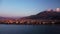 Tranquil landscape of the shoreline and Fethiye city filmed by drone from the sea side