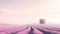 Tranquil lavender field under a soft pink sky. AI Generated