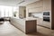 Tranquil Minimalist Kitchen: Streamlined Design, Soft Natural Lighting & Serenity