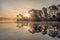 Tranquil misty lake at dawn, south of the Netherlands