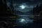 Tranquil Moon night river. Generate Ai