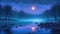 Tranquil moonlight: misty river scene