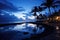 a tranquil moonlit beach resort view