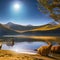 A tranquil moonlit lake surrounded by mystical creatures and shimmering moonlight2, Generative AI