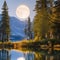 A tranquil moonlit lake surrounded by mystical creatures and shimmering moonlight4, Generative AI