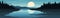 tranquil moonlit lake vector simple 3d smooth cut isolated illustration