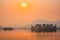 Tranquil morning at Jal Mahal Water Palace at sunrise in Jaipur. Rajasthan, India