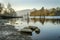 Tranquil morning shot looking over Derwent Water in Cumbria