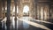 A tranquil mosque courtyard with marble flooring