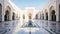 A tranquil mosque courtyard with marble flooring