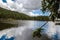 Tranquil mountain lake with reflections