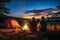 A tranquil night under the stars as a family enjoys stargazing at their campsite
