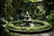 Tranquil Outdoor fountain waterfall. Generate Ai