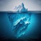 A tranquil and peaceful underwater scene of a gigantic iceberg floating in the vast ocean